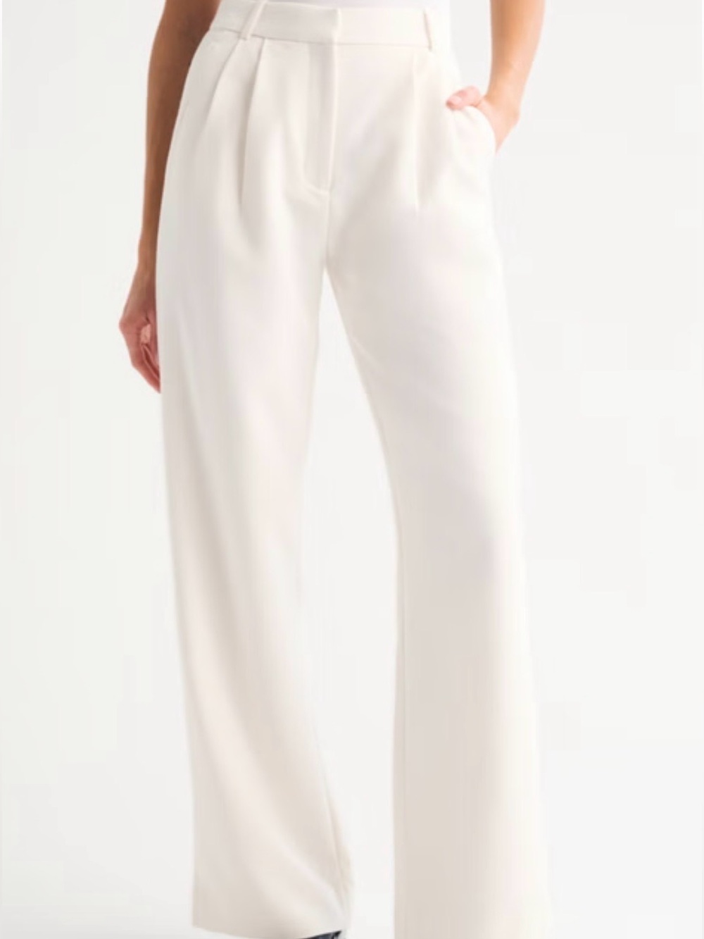 Curve Love A&F Sloane Tailored Wide Leg Pant - 25 Long - Cream